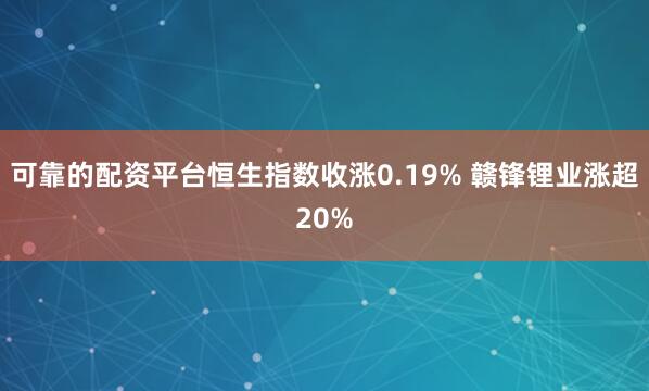 可靠的配资平台恒生指数收涨0.19% 赣锋锂业涨超20%